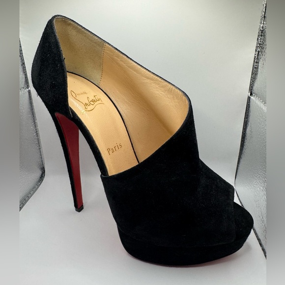 Christian Louboutin Black Open-Toe Heels - Picture 1 of 6